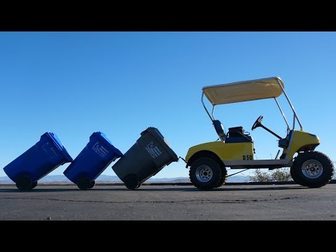 Trash Can Transport Train Via Golf Cart + Garbage Commander