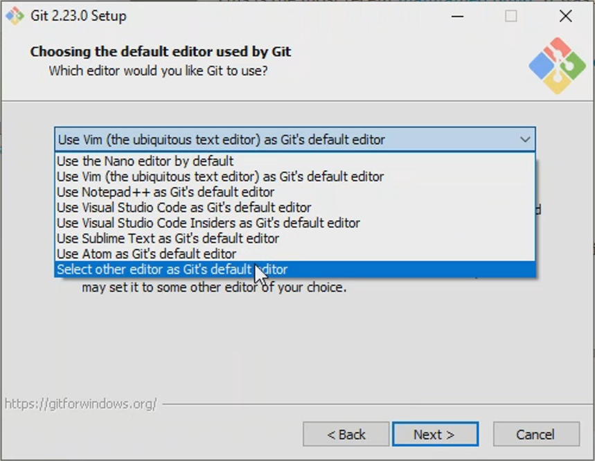 Git choose default editor